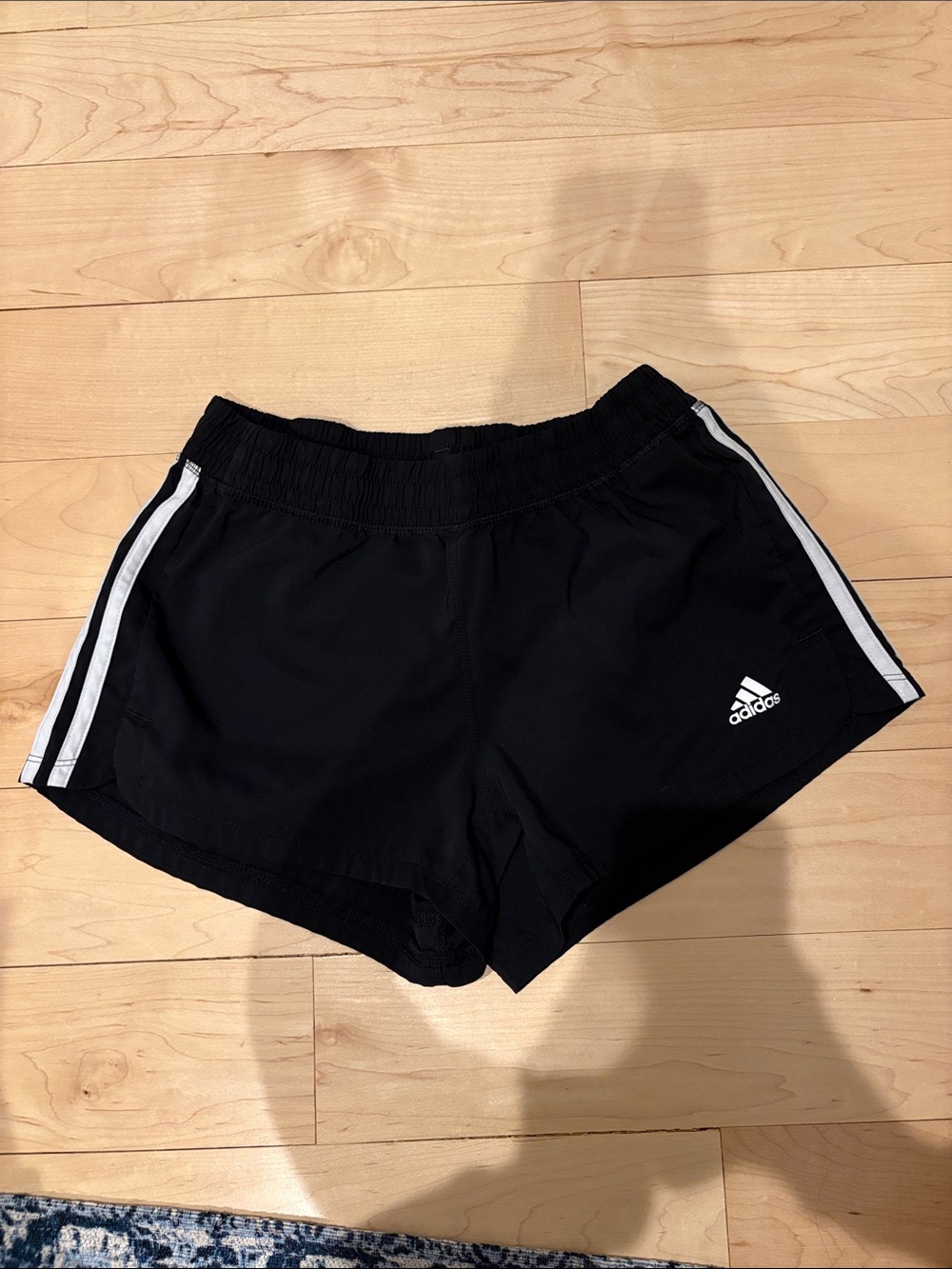 adidas Black Athletic Shorts with White Side Stripes